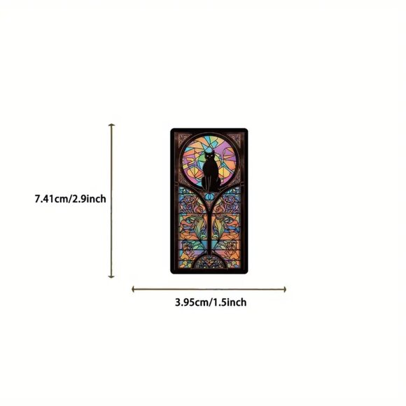 10pcs Black Gothic Style Cat Tarot Waterproof Stickers - Picture 6 of 9